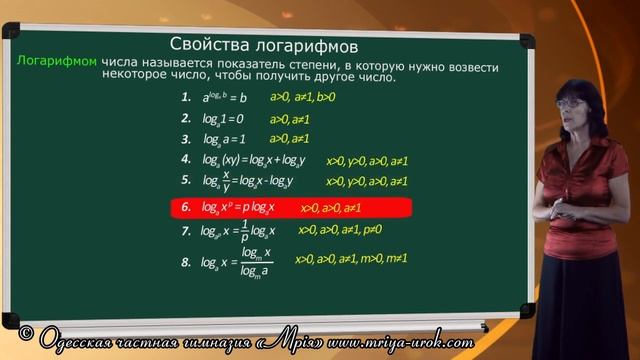 Свойства логарифмов