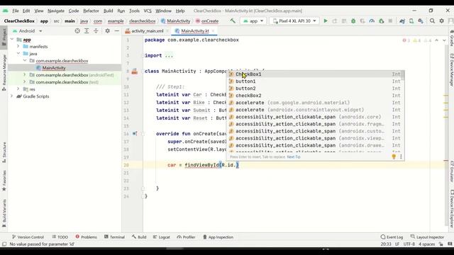 Clear Reset Check Box in Android Studio Kotlin смотреть онлайн