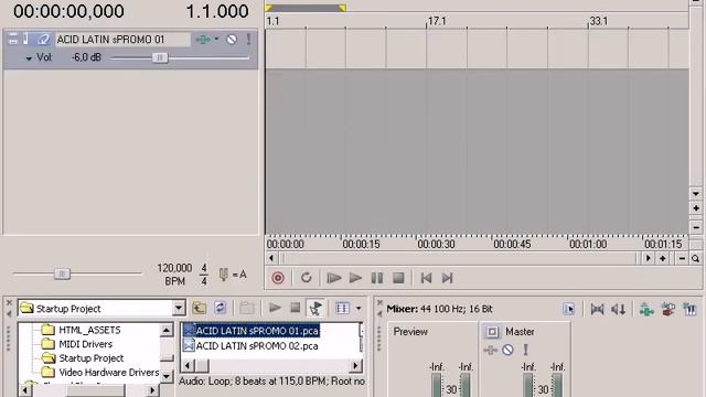 Sony ACID Pro 5.0. Размещение треков смотреть онлайн
