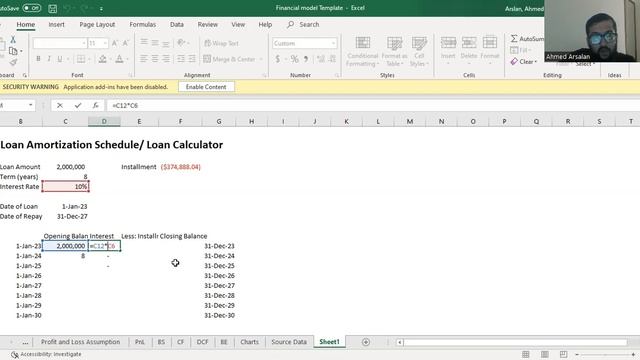 Class 9 - How to Create a Loan Calculator in Excel (Financial Modeling) смотреть онлайн