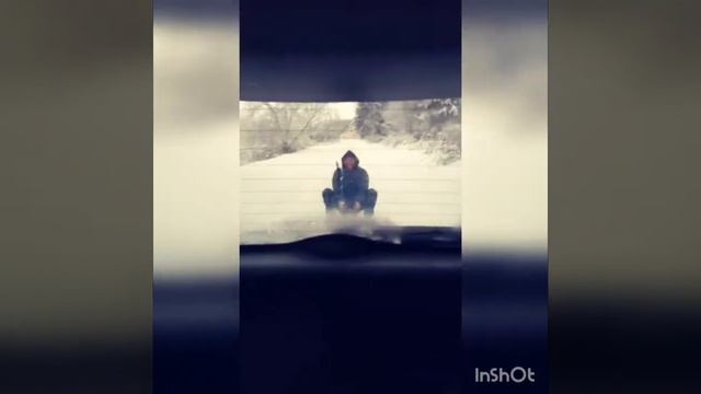 Катание на санях за машиной. смотреть онлайн