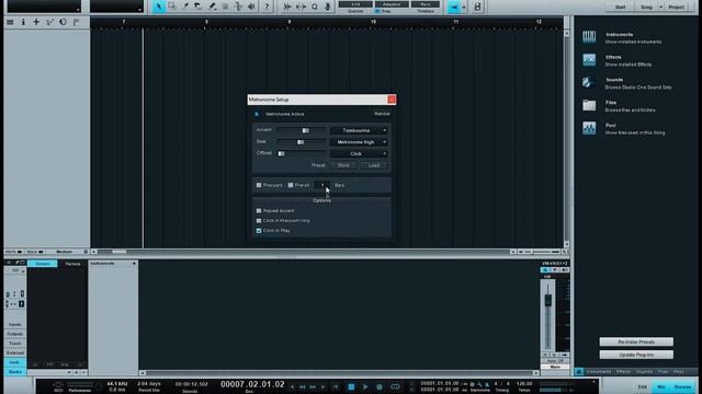 Metronome as Click track in PreSonus Studio One смотреть онлайн
