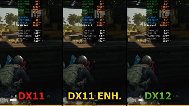 PUBG - DirectX 11 vs DirectX 11 ENHANCED vs DirectX 12 смотреть онлайн