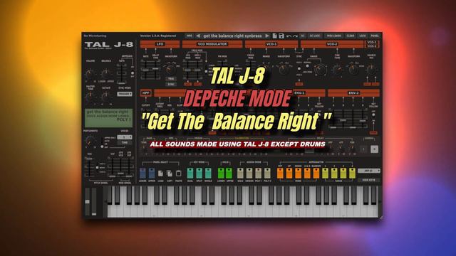 TAL J-8 - Roland Jupiter 8 Vst- Depeche Mode - Get The Balance Right смотреть онлайн