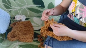 шапка с ушками из Alize puffy.