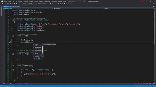 #11 FOR, tutorial c# basico para unity, for con arrays смотреть онлайн