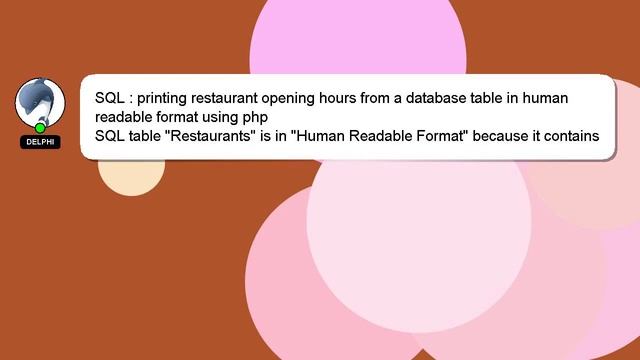 SQL : printing restaurant opening hours from a database table in human readable format using php смотреть онлайн