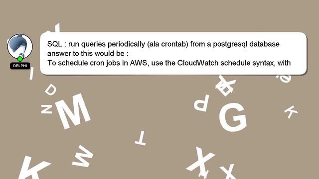 SQL : run queries periodically (ala crontab) from a postgresql database смотреть онлайн