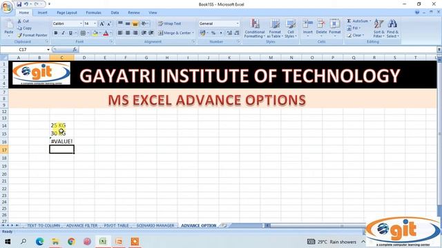 DAY 30 ADVANCE OPTIONS IN MS EXCEL || GIT EDUCATION || IN HINDI смотреть онлайн