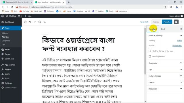 How to use Custom Bangla font In WordPress Website || বাংলা... смотреть онлайн