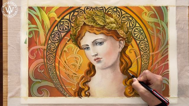 How to Outline Watercolor Portrait in Ink смотреть онлайн
