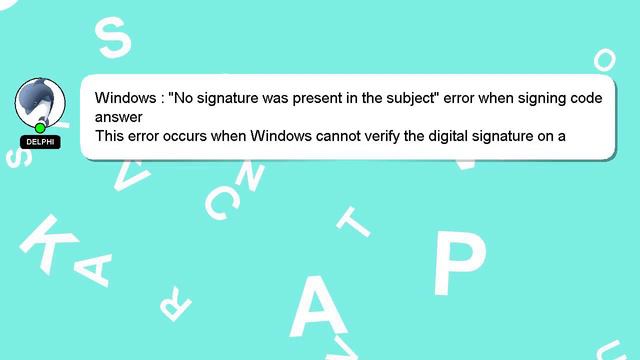 Windows : "No signature was present in the subject" error when signing code смотреть онлайн