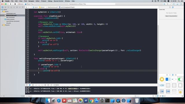 Swift c нуля: UIKit урок 4 - UISwitch and (#selector, addTarget,CGRect) смотреть онлайн