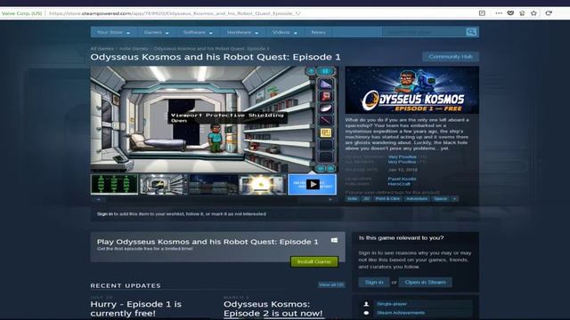 Free game on Steam Odysseus Kosmos and his Robot Quest: Episode 1 смотреть онлайн