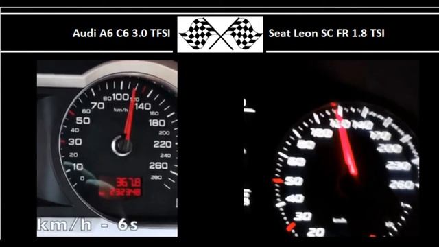Audi A6 C6 3.0 TFSI VS. Seat Leon SC FR 1.8 TSI - Acceleration 0-100km/h смотреть онлайн