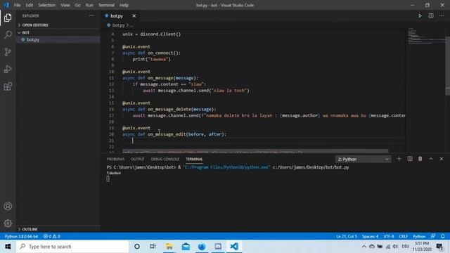 Making a Discord bot using python more events 4 [KURDISH] دروستکردنی بۆت بۆ دیسکۆرد بە زمانی پایسۆن смотреть онлайн