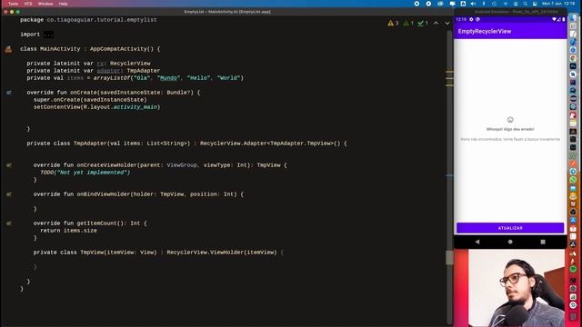 RECYCLERVIEW: ADAPTER PARA LISTAS VAZIAS DO JEITO DIFERENTE - Android Tutorial смотреть онлайн