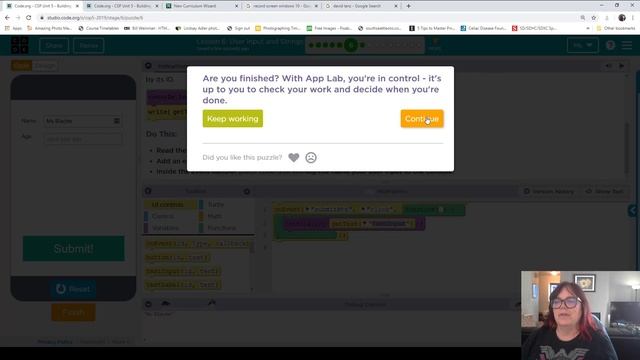 code.org unit 5 lesson 6 part 2 Madlib Javascript APCSP смотреть онлайн