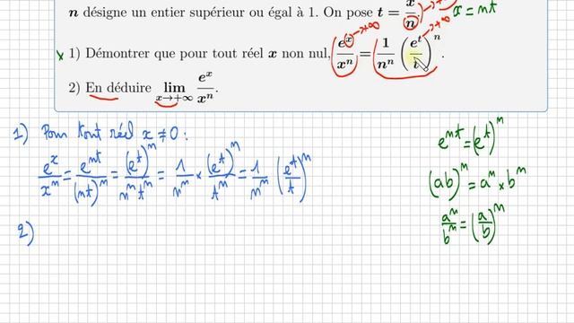 Démonstration • limite exponentielle croissance comparée e^x/x^n • Terminale spécialité maths смотреть онлайн