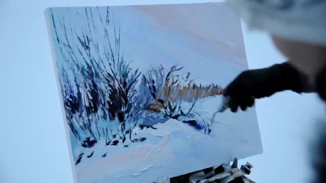 Зимняя живопись. Рисуем маслом на природе зимой. Пленер на замерзшей реке. Сухонос Мария смотреть онлайн