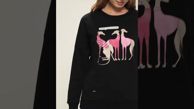 Свитшот "Левретки Vogue" черный Barmariska смотреть онлайн