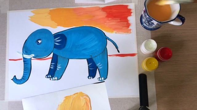 Рисуем слона гуашью. Видеоурок смотреть онлайн