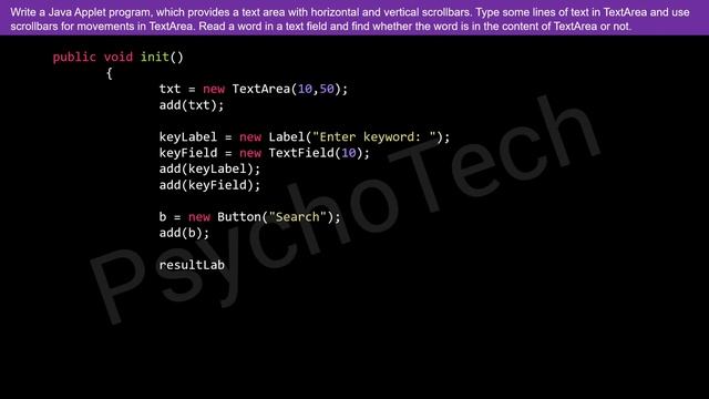 Write a Java Applet program which provide a text area with horizontal and vertical scrollbars смотреть онлайн