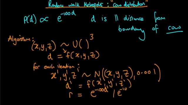 Using the Random Walk Metropolis algorithm to sample from a cow surface distribution смотреть онлайн