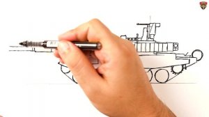 How to draw a Tank T-90 | Realistic tank drawing