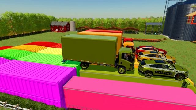 TRANSPORTING LAMBORGHINI URUS POLICE CARS & ISUZU TRUCKS WITH MACK TRUCKS - Farming Simulator 22 смотреть онлайн