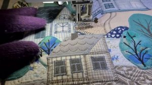 Лоскутное пано.Свободно ходовая стёжка