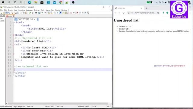 [HTML in Telugu]: HTML Lists (Unordered lists, Ordered lists, Description lists) in Telugu смотреть онлайн