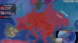 World War II Every Day with Army Sizes using Google Earth