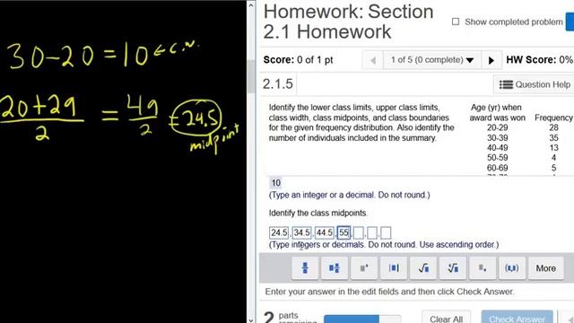 Class Limits, Class Width, Midpoints, and Class Boundaries for Frequency Distribution MyMathlab смотреть онлайн