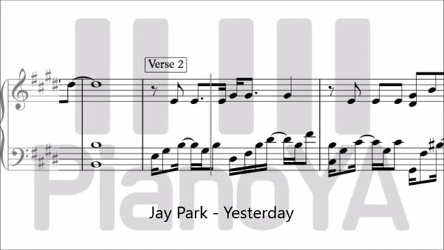 박재범 (Jay Park) - Yesterday 피아노 악보 Piano Cover Sheet Music смотреть онлайн