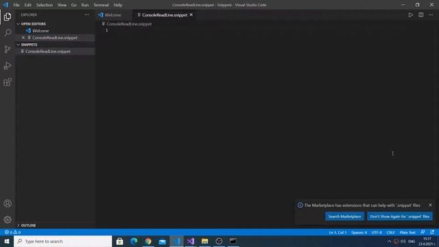 Visual Studio Code Snippet - Console.ReadLine смотреть онлайн
