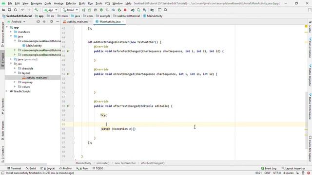 Adjust seekbar with edittext and vice versa(part-2) смотреть онлайн