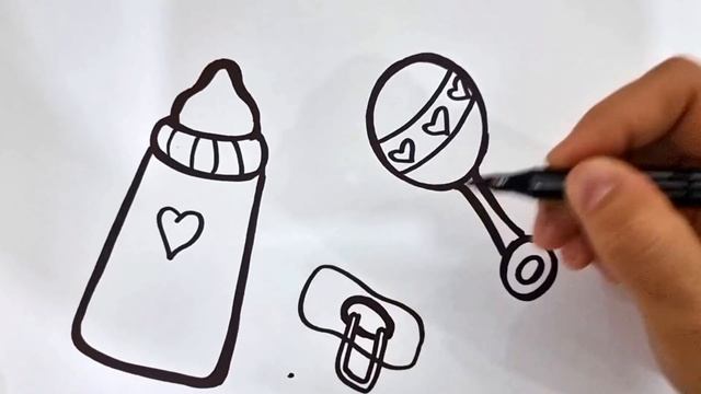 Drawing and Coloring a Sucker for kids | Рисуем Соску и Бутылку Малышам | Bolalar So'rg'ich chizish смотреть онлайн