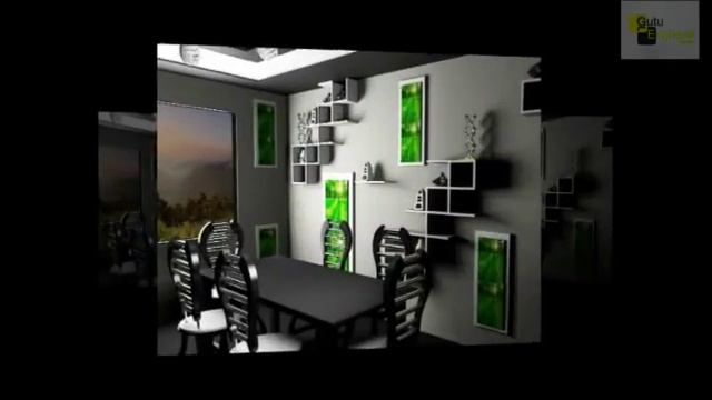 Интерьер кухни, декорирование стен, полки, картины, мебель смотреть онлайн