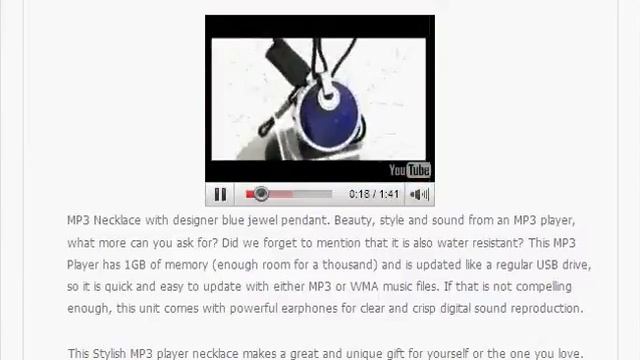$ 31 USD MP3 Necklace - 1GB Blue Jewel Pendant 1st Shopping Channel смотреть онлайн