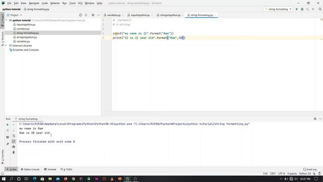 Python Tutorial # 8 | String Formatting Python | f string python | .format in python смотреть онлайн