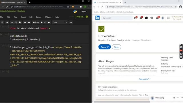 LinkedIn Job Scraper | LinkedIn Automation - Python,DataKund смотреть онлайн