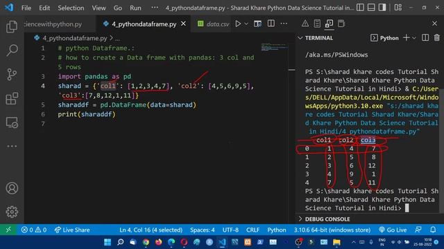 Data Science - Python DataFrame with Pandas || Create Dataframe || Data Science Tutorial in Hindi 4 смотреть онлайн