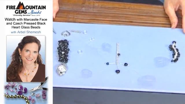 Watch with Marcasite Face and Czech Pressed Black Heart Glass Beads смотреть онлайн