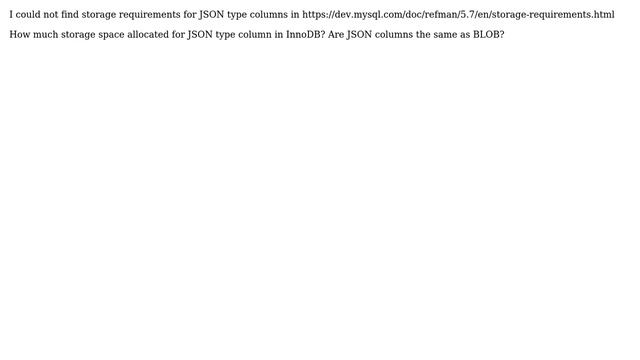 Databases: JSON storage requirements for MySQL смотреть онлайн