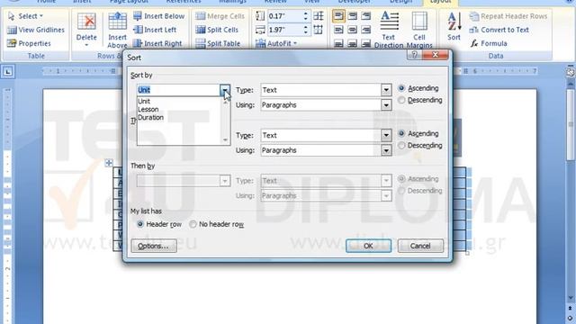 Sort the Lesson column of the table in descending order. смотреть онлайн