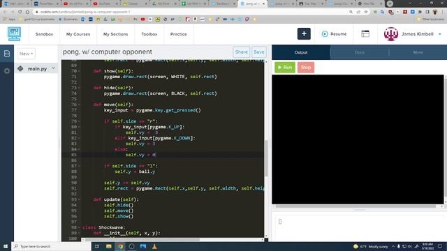 Pygame, Pong: bonus - adding computer opponent смотреть онлайн