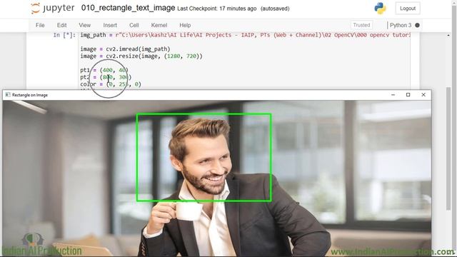 How do you draw a rectangle and Text in OpenCV | OpenCV Tutorial in Hindi | Computer Vision смотреть онлайн