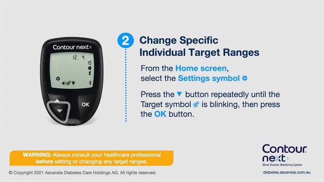 Changing Target Ranges | CONTOUR NEXT | Mmol/L | Australia (en_AU)