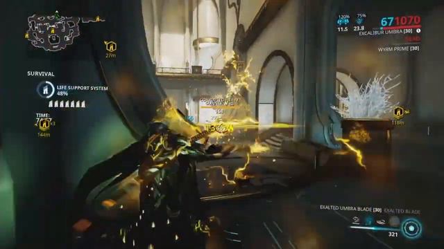 Warframe Excalibur umbra build solo survival 1h 30min Void Mot смотреть онлайн